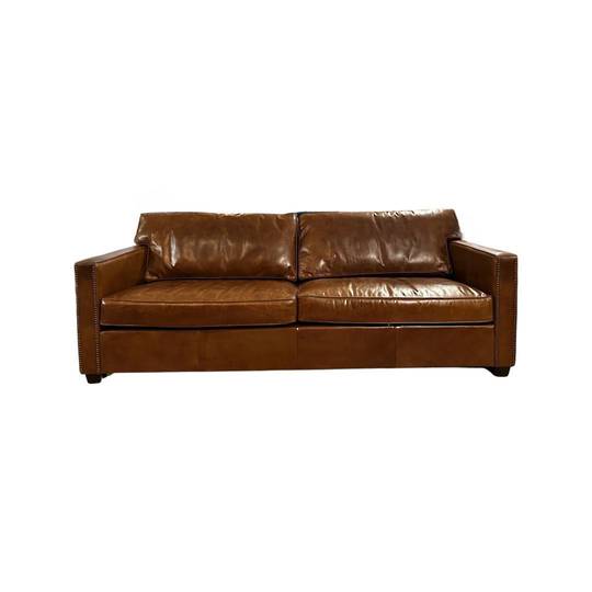 Madison Aged Full Grain Leather 3 Seater Brown